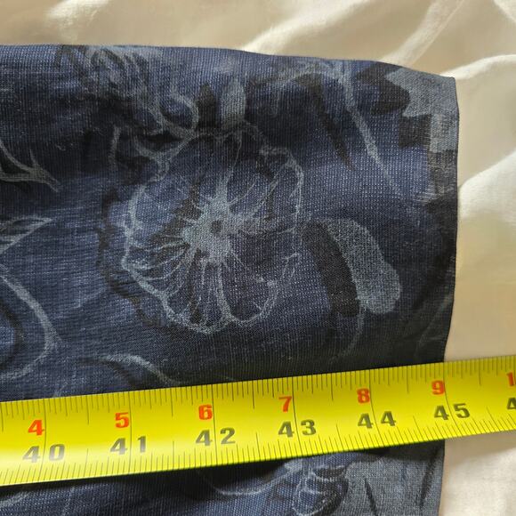 Vintage Burberrys Linen Blend Floral Midi Dress Navy Size 16 Short Sheer Sleeves - Picture 7 of 7